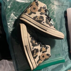 Converse High Top Sneakers in Beige and Black Camo
